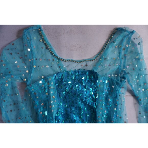 Jerris Frozen Elsa Girls Blue Sequin Princess Dress – Size 150 (US Girls 10-12) - Picture 4 of 7